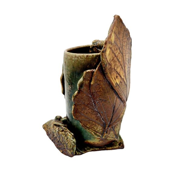 Abstract Leaf Studio Art Pottery Vase Vessel MCM Mid Century Modern Brutalist - Picture 1 of 10